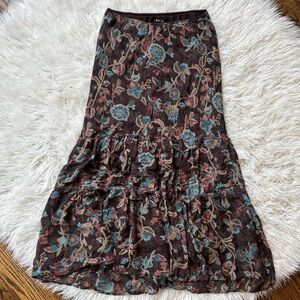 Paisley Floral Tiered Vintage Midi Skirt